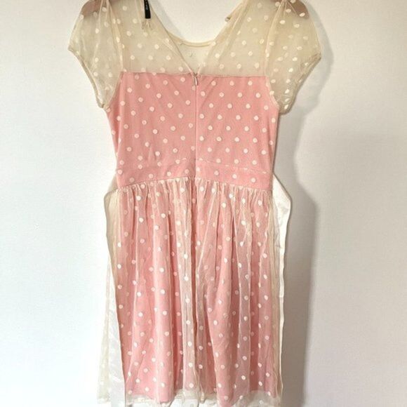 ModCloth Doe Rae pink polka dot with cream lace sundress - Picture 3 of 3